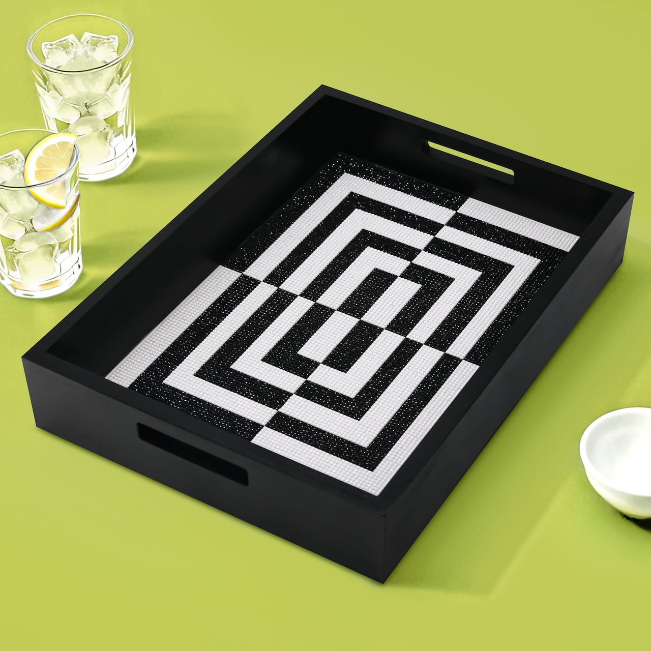 Jonathan Adler x Michaels 10" x 14" Black & White Square Diamond Art Tray Kit